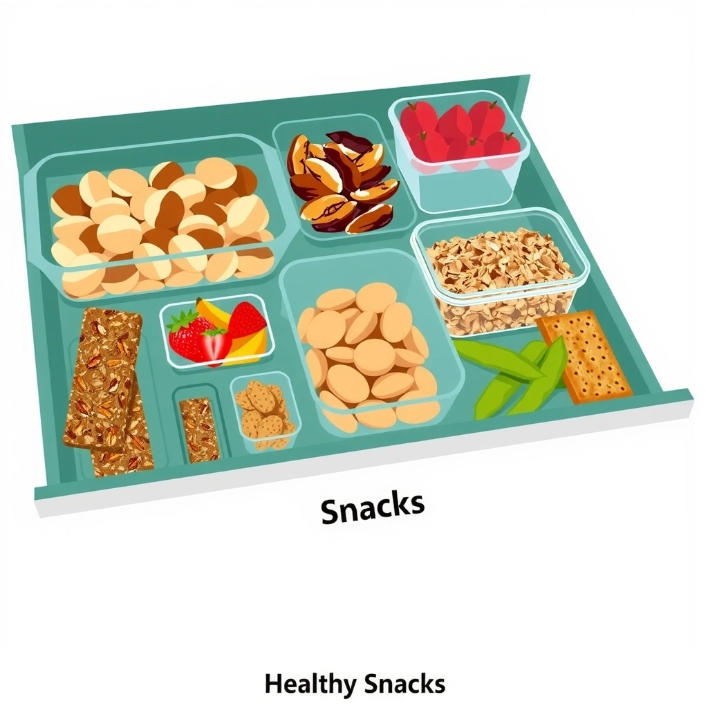 Organized office snack storage with containers