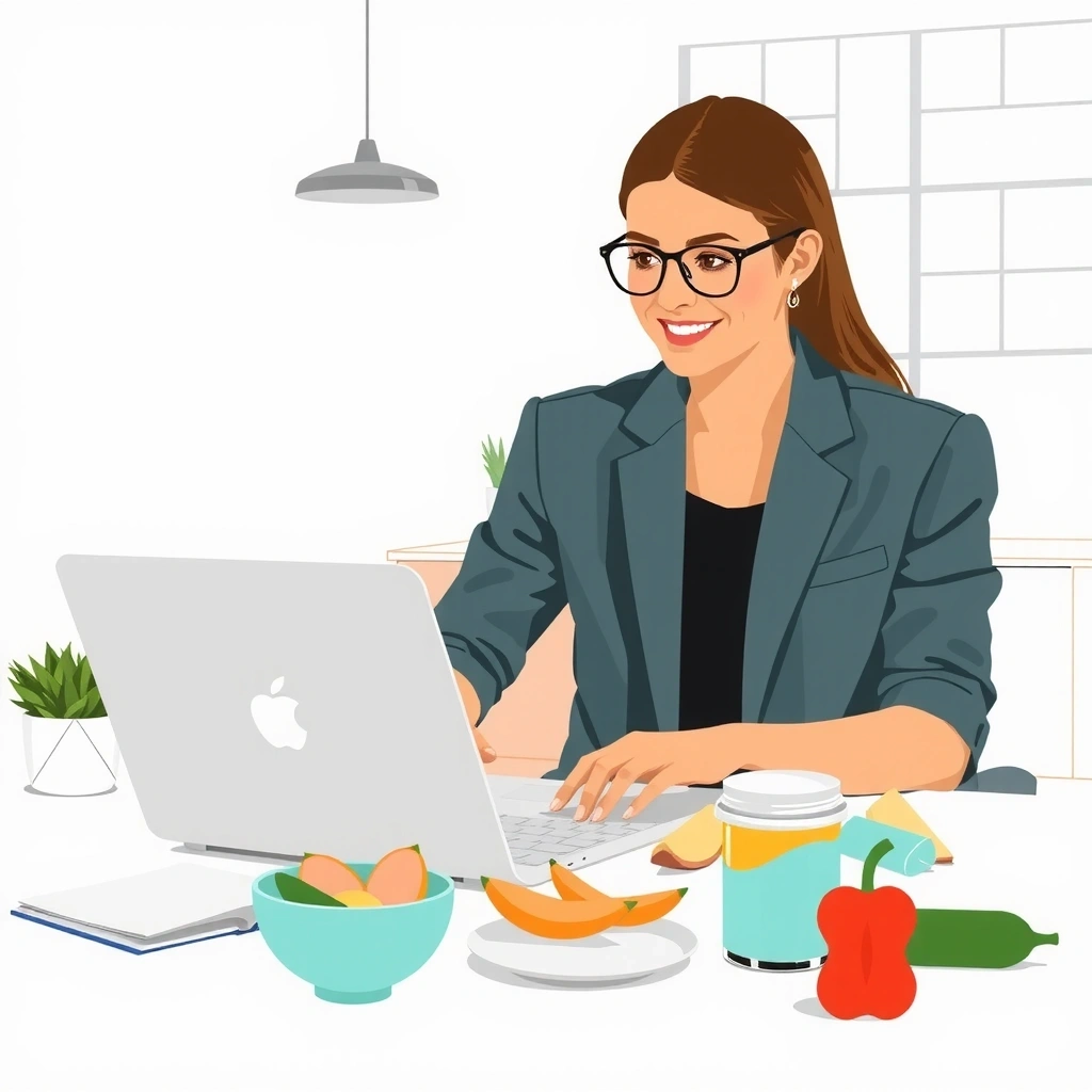 Person eating healthy snack while working on laptop